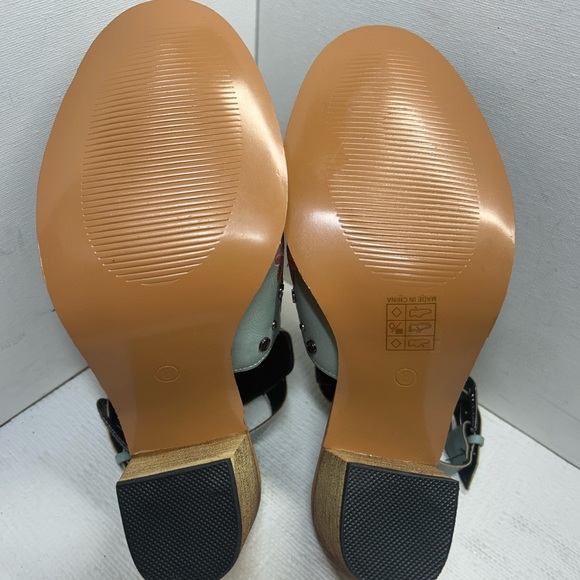 Blue Embroidered Studded Slingback Chunky Heeled Ankle Boots - Women’s Size 8 - Picture 6 of 11